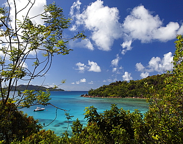 View over the bay, Anse Petit Cour, Praslin, Seychelles, Indian Ocean