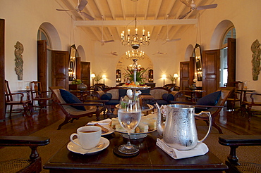 Beautiful colonial style room, High tea in the Luxury 5 Star Hotel Amangalle, Galle, Southwest coast, Sri Lanka