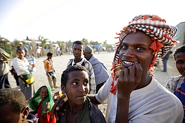 Teenagers at a long-distance bus station, Hawzien, Tigray Region, Ethiopia