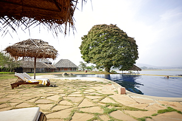 Pool and restaurant of a lodge, Kabini Reservoir, Nagarhole National Park, Park, India