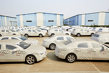 Limousines ready for despatch at Tianjin Port, Tianjin, China