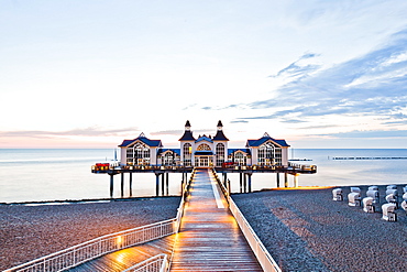 Sellin pier in the morning light, Sellin, Isle of Ruegen, Baltic Sea, Mecklenburg-Vorpommern, Germany