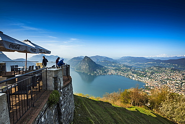 Panoramic view, Monte Bre, Lugano, Lake Lugano, canton of Ticino, Switzerland