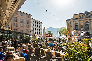 Restaurant in Lugano, Lake Lugano, canton of Ticino, Switzerland