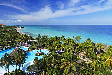 View over swimming pool and Atlantic Ocean, Hotel Melia Varadero, Varadero, Matanzas, Cuba, West Indies