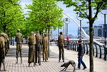 The Famine Statues at the Liffey River, Docklands, Dublin, Ireland