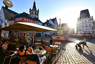 Cafe on the market square in Trier on the river Mosel, Rhineland-Palatinate, Germany