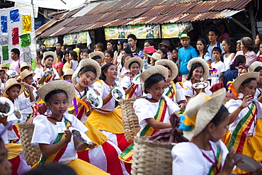 Folklore Dancers in the historical city of Vigan City, UNESCO World Heritage Site, Ilocos Sur province, on the main island Luzon