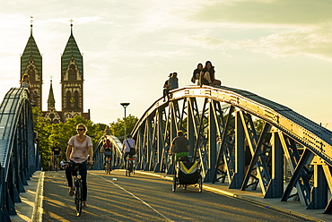 Bridge, Blaue Bruecke, Wiwilibruecke, Freiburg im Breisgau, Black Forest, Baden-Wuerttemberg, Germany