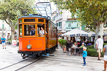 historical tram between Port de Soller and Palma de Mallorca, Soller, Serra de Tramuntana, Majorca, Balearic Islands, Spain, Europe