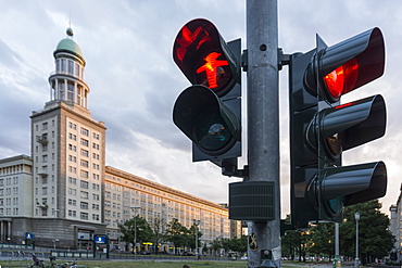 Traffic light showing red man, Frankfurter Tor, Friedrichshain, Berlin, Germany