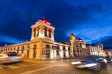 Market hall at dusk, Loule, Algarve, Portugal