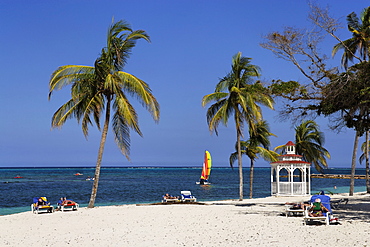 Pavilion at sandy beach, Guardalavaca, Holguin, Cuba, West Indies