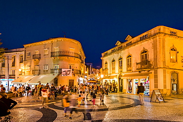 Praca Luis de Camoes at dusk, Lagos, Algarve, Portugal