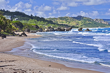 Beach with rocks and waves, sea, Bathsheeba, East Coast, Barbados, Lesser Antilles, West Indies, Windward Islands, Antilles, Caribbean, Central America