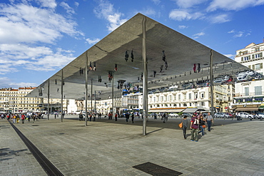 Ombriere mirror by Norman Foster, Vieux Port, Quai des Belges, Marseille, Provence-Alpes-Cote d'Azur, France