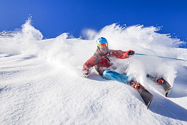 Free rider downill skiing, free ride skiing area Haldigrat, Niederrickenbach, Oberdorf, Canton of Nidwalden, Switzerland