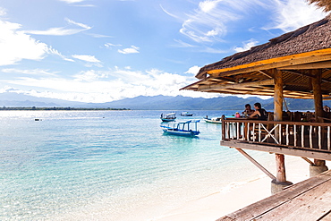 Restaurant at beach, Gili Meno, Lombok, Indonesia