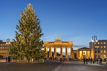 Christmas Tree on Pariser Platz and Brandenburg Gate, Berlin Germany