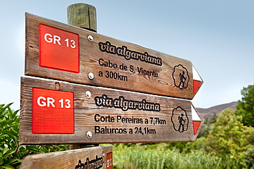 Signpost, hiking trail Via Algarvina, Algarve, Portugal