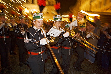 Miners parade in Schwarzenberg, Ore mountains, Saxony, Germany