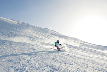 skier, Warth-Schroecken ski area, Bregenz district, Vorarlberg, Austria