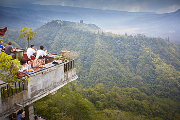 Restaurant with view towards the crater, Kintamani, Bali, Indonesia