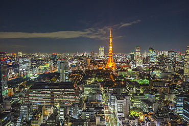 Tokyo Tower and skyscrapers at night, Minato-ku, Tokyo, Japan