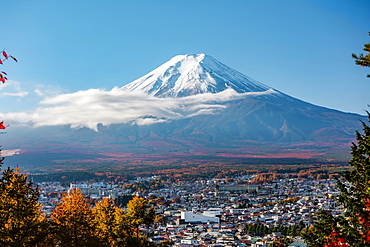 Mt. Fuji in autumn seen from Arakurayama Sengen Park, Fujiyoshida, Yamanashi Prefecture, Japan