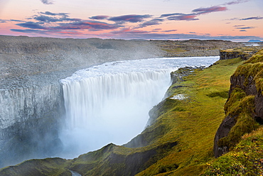 Waterfall, Dettifoss, Sunset, Spray, Gorge, Iceland, Europe