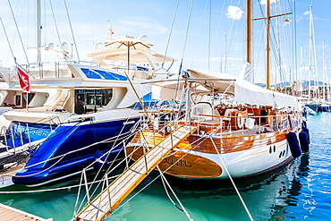 Luxury yachts at the port of Mallorca. Puerto de Palma, Port of Palma, Palma, Mallorca, Spain, Europe