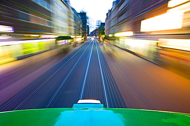 Fast moving tram, Hanover, Lower Saxony, Germany