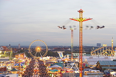 Oktoberfest, view over Theresienwiese, Munich, Bavaria, Germany