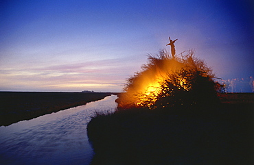 Biikebrennen (lights), North Sea Hallig Langeness, Schleswig-Holstein, Germany