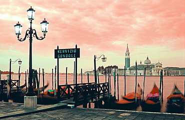 Italy Venice Riva gli Schiavoni , Canale Gran Riva gli Schiavoni Gondola, pier