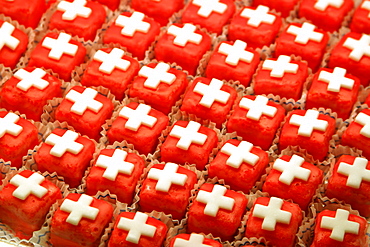 Switzerland, Zurich, redsweets with white swiss cross, 1, August