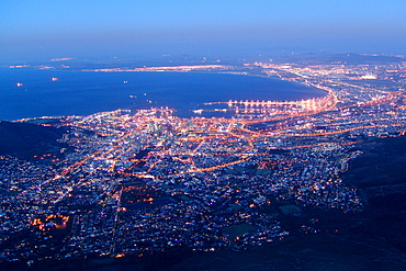 View over Cape Town in the evening, Cape Town, South Africa, Africa