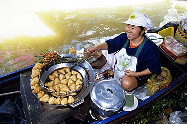 Floating Food Stall, Taling Chan Floating Market, Bangkok, Thailand