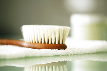 Wodden brush in bathroom