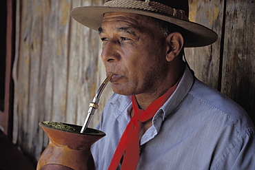 Gaucho with Chimarao, Sao Sebastiao, Serra Gaucha, Rio Grande do Sul, Brasil