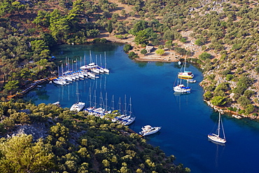 High angle view at the small bay Kapi Creek, Fethiye Bay, Turkey, Europe