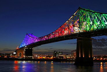 Iluminated Jacques Cartier Bridge, Montreal, Quebec, Canada