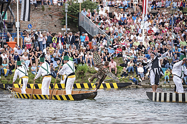 Fischerstechen on the Danube in Ulm, Swabian Alb, Baden-Wuerttemberg, Germany