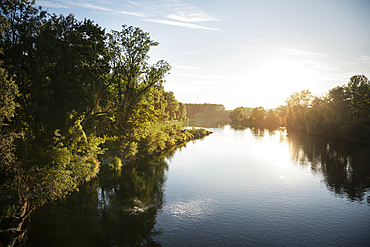 the Danube on the edge of the old town, Neuburg an der Donau, District of Neuburg-Schrobenhausen, Bavaria, Germany