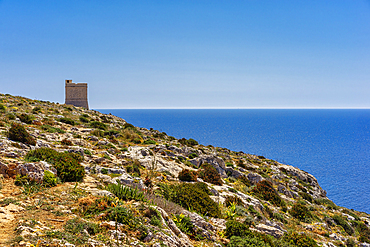 Watchtower on the south coast of Malta, Mediterranean, Europe