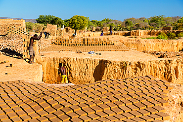 Brickworks, brick production near Tulear, Madagascar, Africa