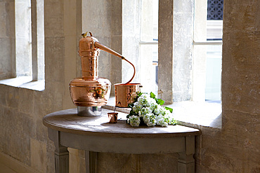 Old, copper still used for spa treatments. Bath, United Kingdom