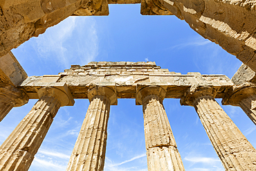 Partial view of Temple E, Greek site, Selinunte, Sicily, Italy