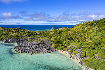 Aerial view from Blue Lagoon Beach, Sawa-i-Lau Island, Yasawa Group, Fiji Islands, South Pacific