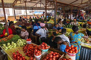 Fruit and vegetables for sale in the Kimironko market, Kigali, Kigali Province, Rwanda, Africa